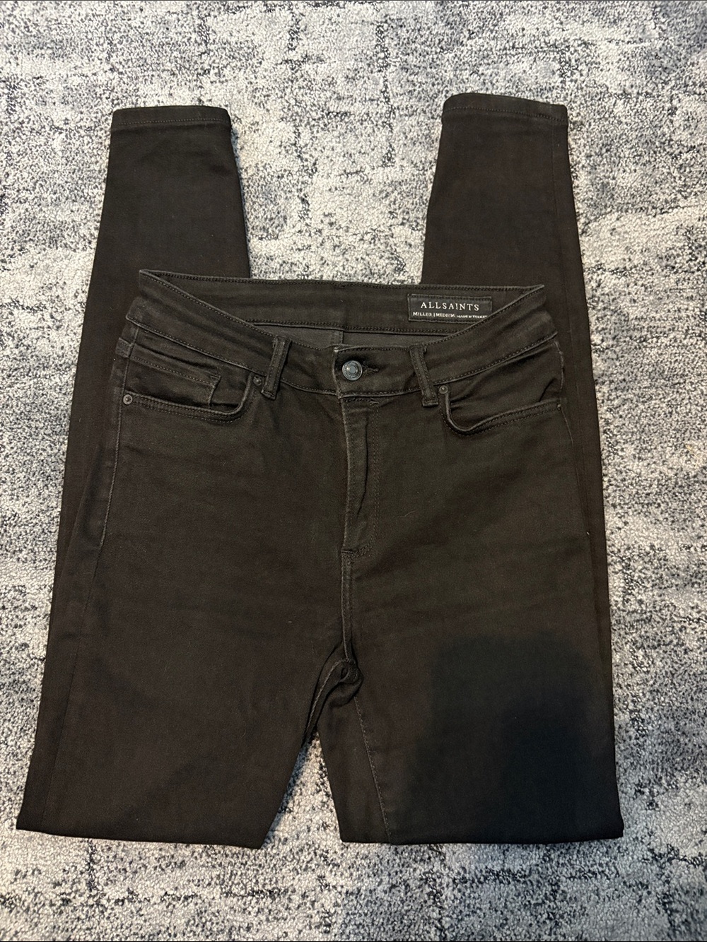 AllSaints Miller Skinny Jeans Black Size Medium 27 28 29 Stretch Denim